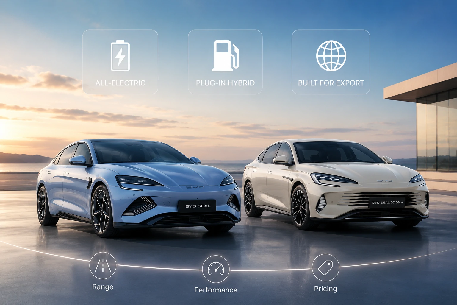 Тэхнічныя характарыстыкі BYD Seal Sedan: дыяпазон, прадукцыйнасць і цэны для экспарцёраў